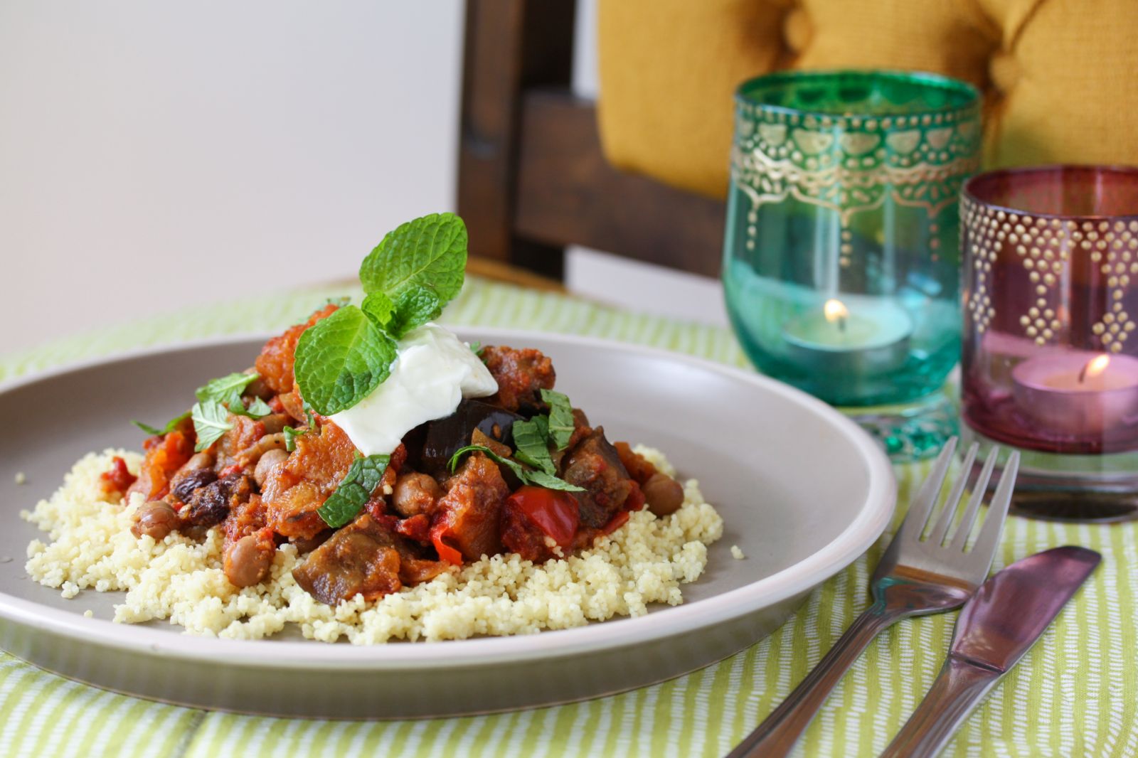 Moroccan sweet potato, eggplant and chickpea slow-cooker tagine